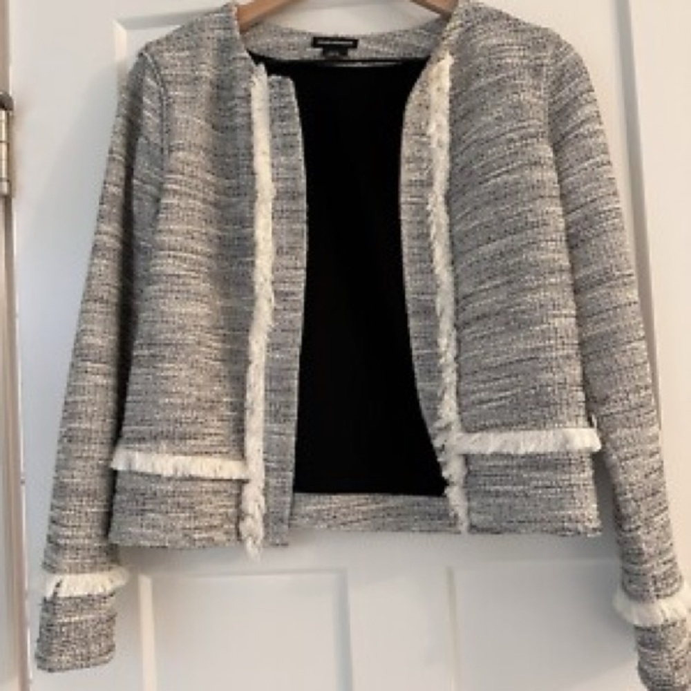 Chic Club Monaco Tweed Fringe Jacket